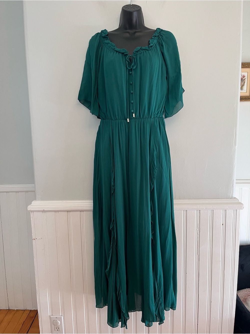 Belle & Bloom Amour Amour Ruffled Midi Dress, Size Large